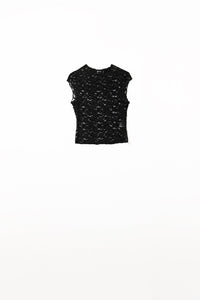 Q2 Women's Blouse Romantic Lace T-Shirt With Cap Sleeves In Black