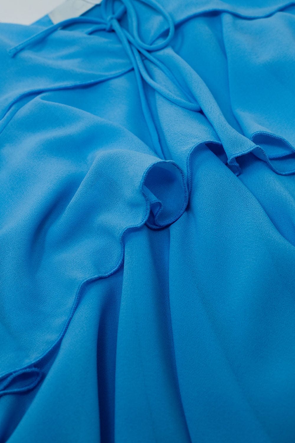 Q2 Women's Blouse Ruffle Top With Thin Straps In Blue