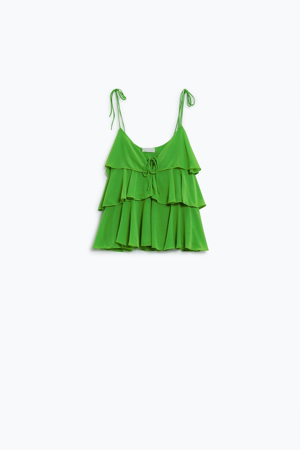 Q2 Women's Blouse Ruffle Top With Thin Straps In Green