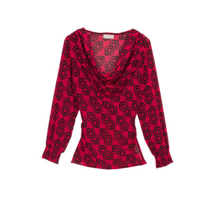 Q2 Women's Blouse Shirred Sleeve Shirt in Fuchsia