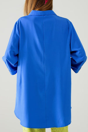 Q2 Women's Blouse Shirt Made Of Very Soft And Light Fabric In Electric Blue