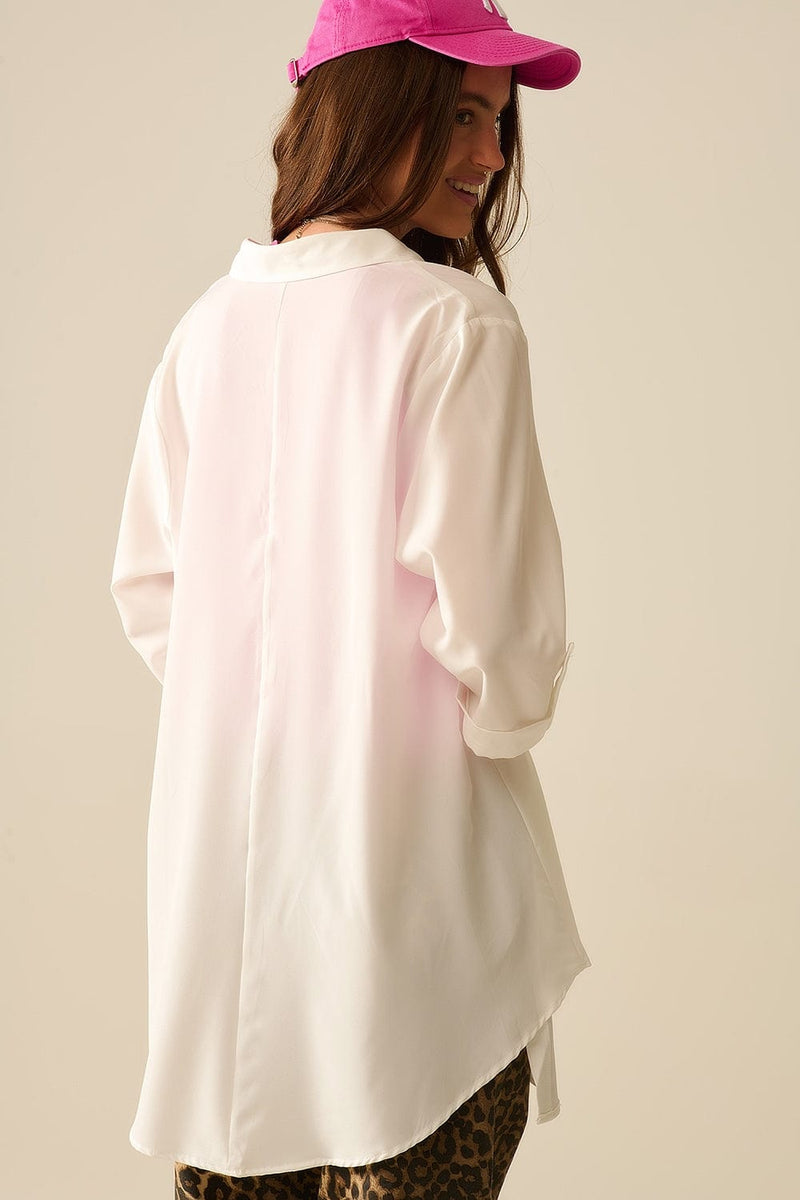 Q2 Women's Blouse Shirt Made Of Very Soft And Light Fabric In White