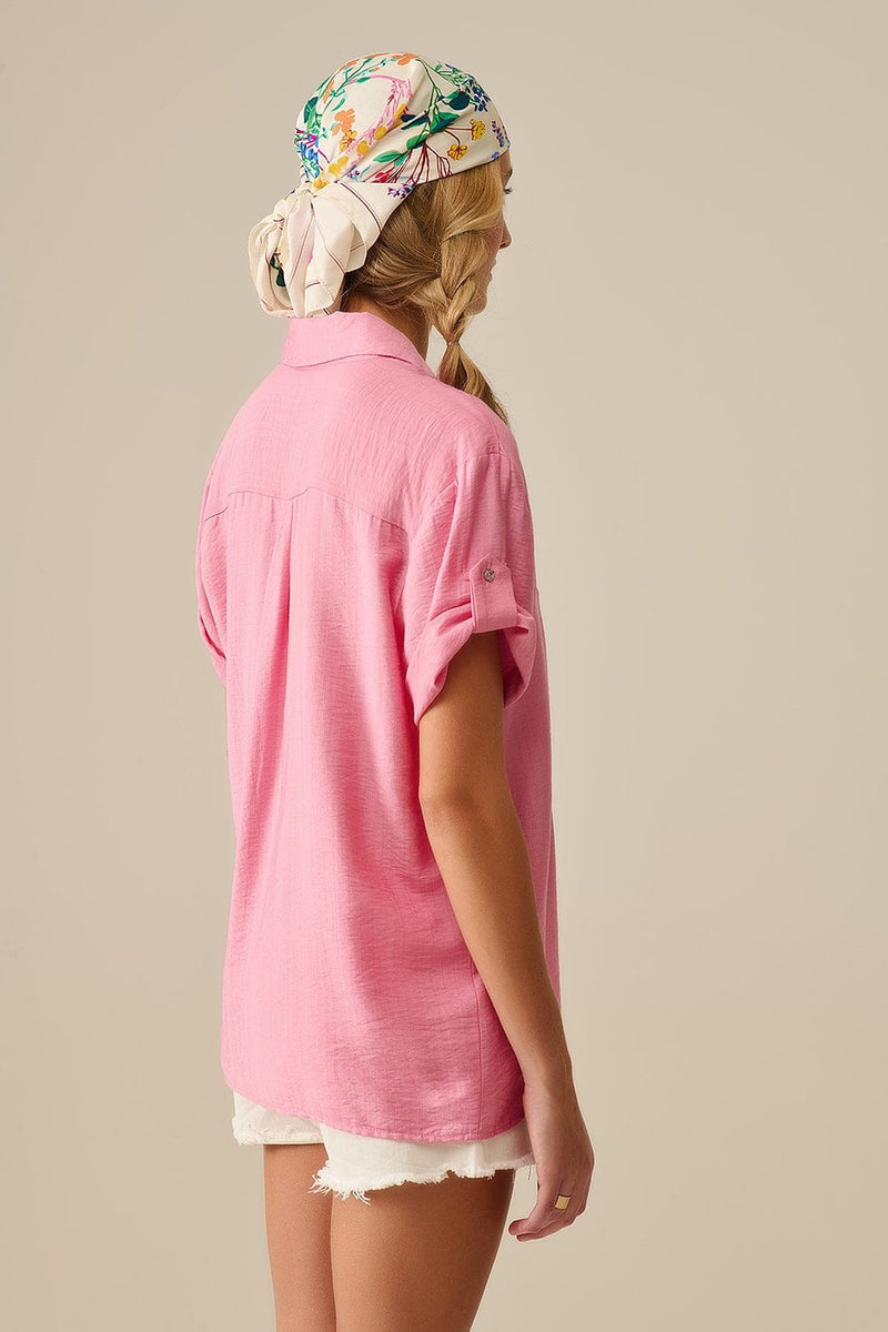 Q2 Women's Blouse Short Sleeve Blouse In Light Pink