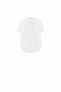 Q2 Women's Blouse Short Sleeve Relaxed Button Up Shirt In White