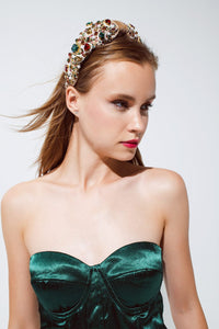 Q2 Women's Blouse Strapless Corset Style Top In Emerald Green