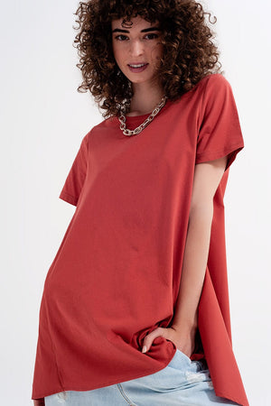 Q2 Women's Blouse T Shirt Dress in Orange