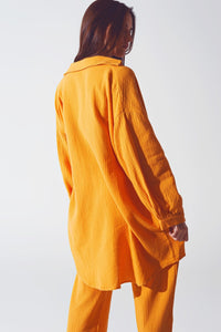 Q2 Women's Blouse Textured Loose Fit Shirt in Orange