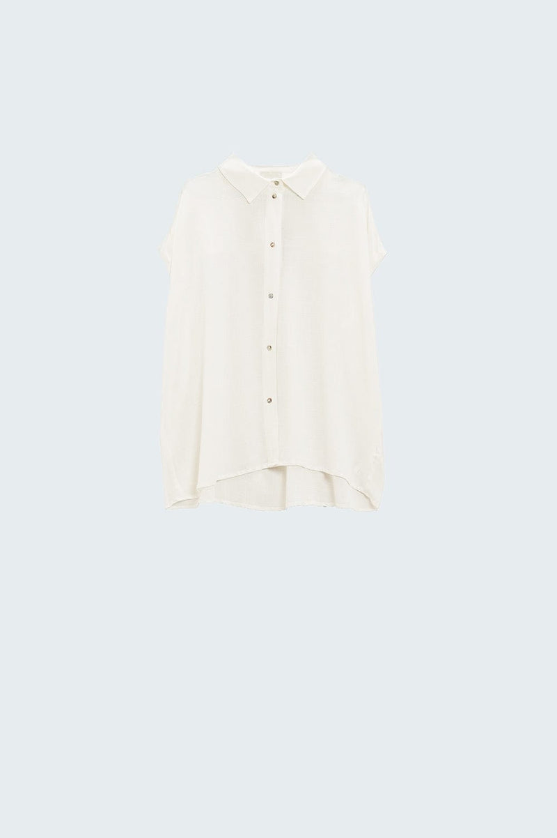 Q2 Women's Blouse White Button Up Blouse With Polo Collar