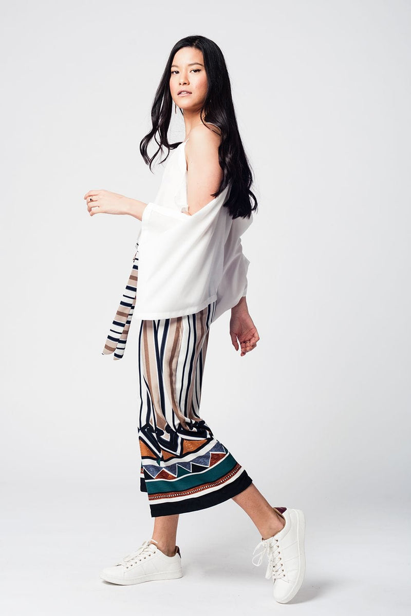 Q2 Women's Blouse White cold shoulders top