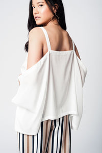 Q2 Women's Blouse White cold shoulders top