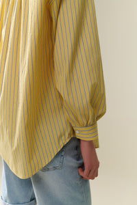 Q2 Women's Blouse Yellow Striped Poplin Shirt Embellished With Strass