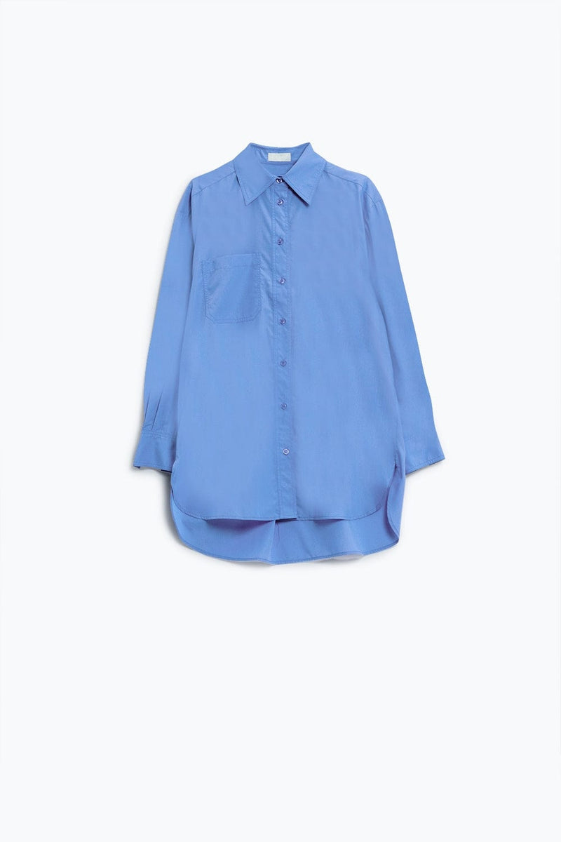 Q2 Women's Blouses Super Oversized High Low Shirt In Blue