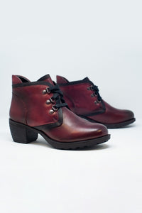 Q2 Women's Boots Lace Up Boot in Maroon