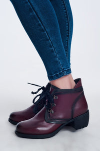 Q2 Women's Boots Lace Up Boot in Maroon