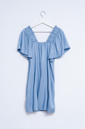 Q2 Women's Dress Angel Sleeve Mini Dress in Baby Blue