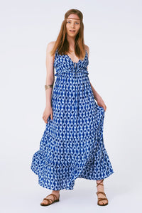 Q2 Women's Dress Boho Printed Strappy Maxi Dress