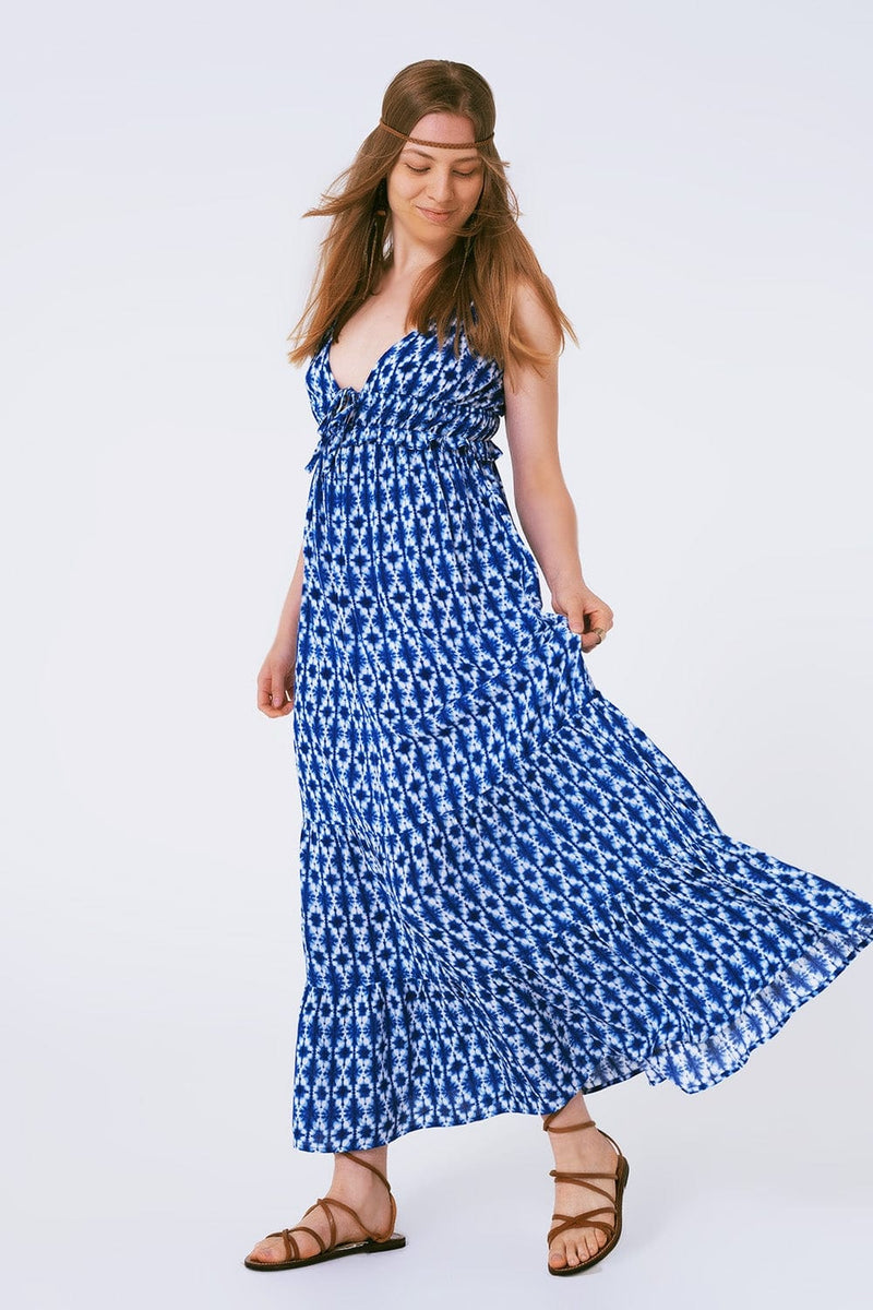 Q2 Women's Dress Boho Printed Strappy Maxi Dress