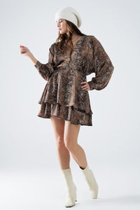 Q2 Women's Dress Chiffon Dress In Brown Leopard Print