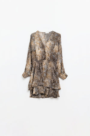 Q2 Women's Dress Chiffon Dress In Brown Leopard Print