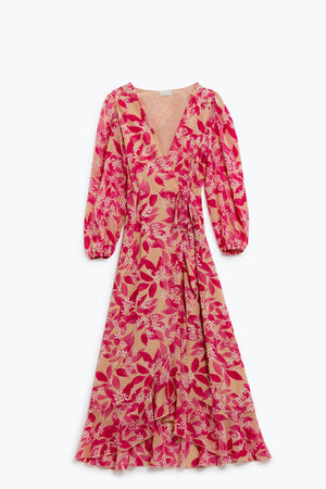 Q2 Women's Dress Chiffon Maxi Dress With Floral Print In Pink