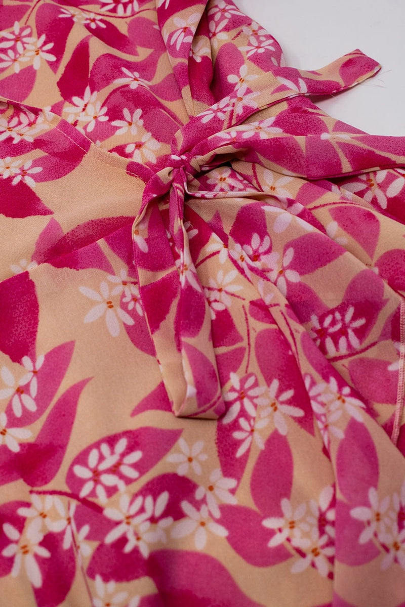 Q2 Women's Dress Chiffon Maxi Dress With Floral Print In Pink