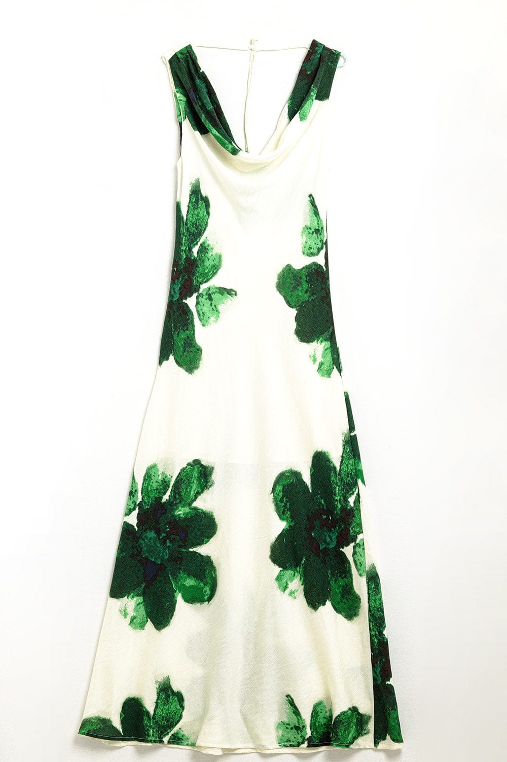 Q2 Women's Dress Flowy Sleeveless Green Maxi Dress With Floral Print