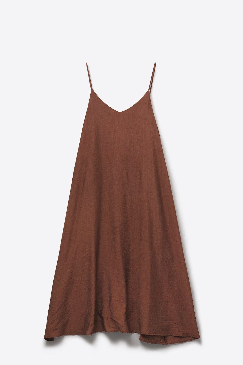 Q2 Women's Dress Flowy Spaghetti Strap Maxi Brown Dress
