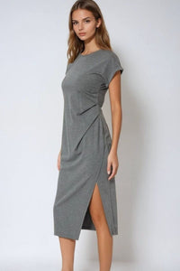 Q2 Women's Dress Grey Stretch Tencel Sleeveless Dress