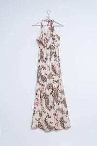 Q2 Women's Dress Halter Neck Maxi Dress in Paisley Print