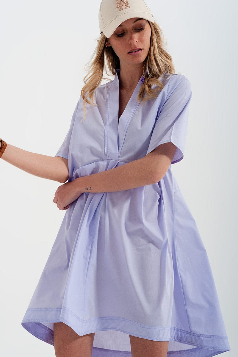 Q2 Women's Dress High-Low Dress with Empire Waistline in Lilac