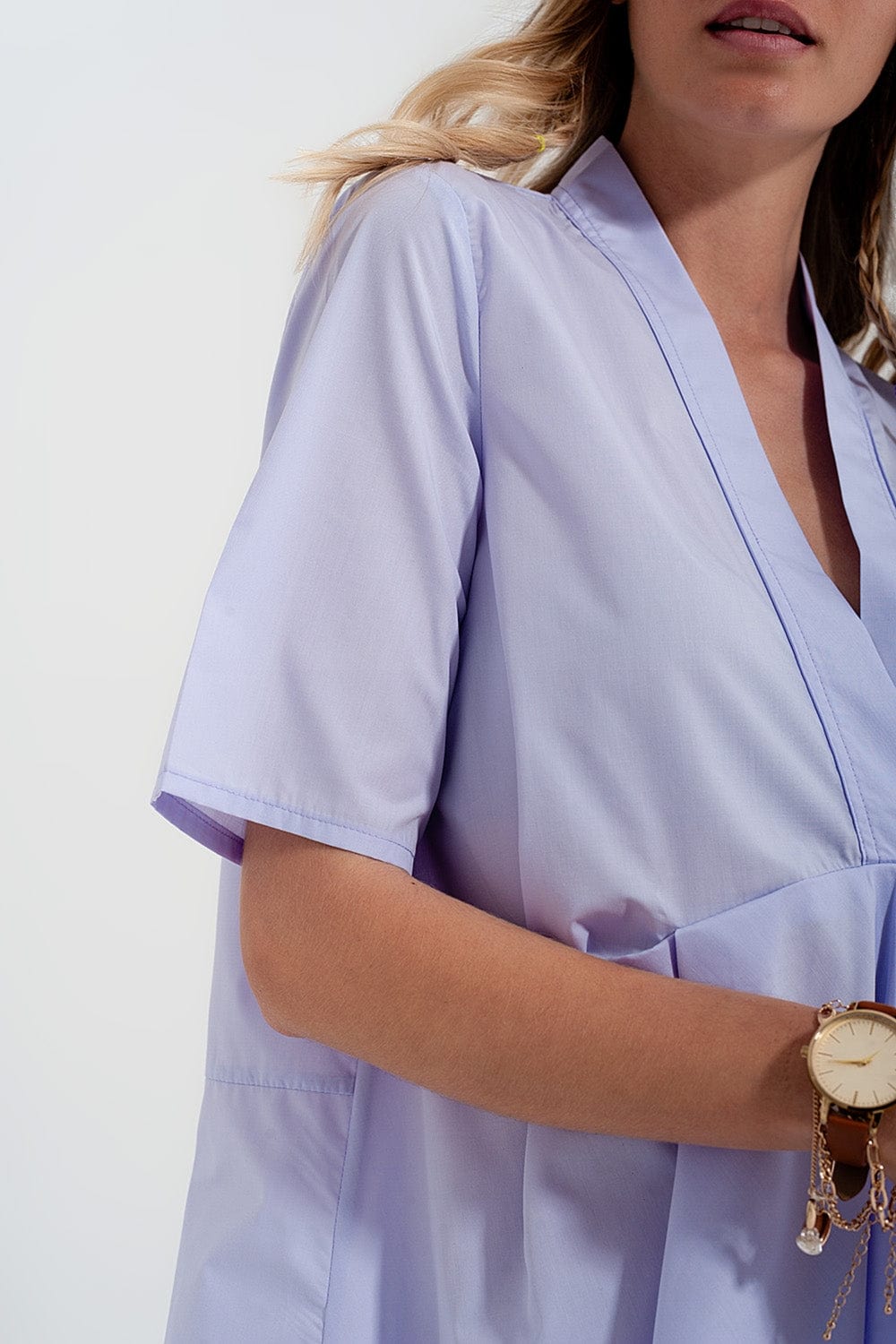 Q2 Women's Dress High-Low Dress with Empire Waistline in Lilac