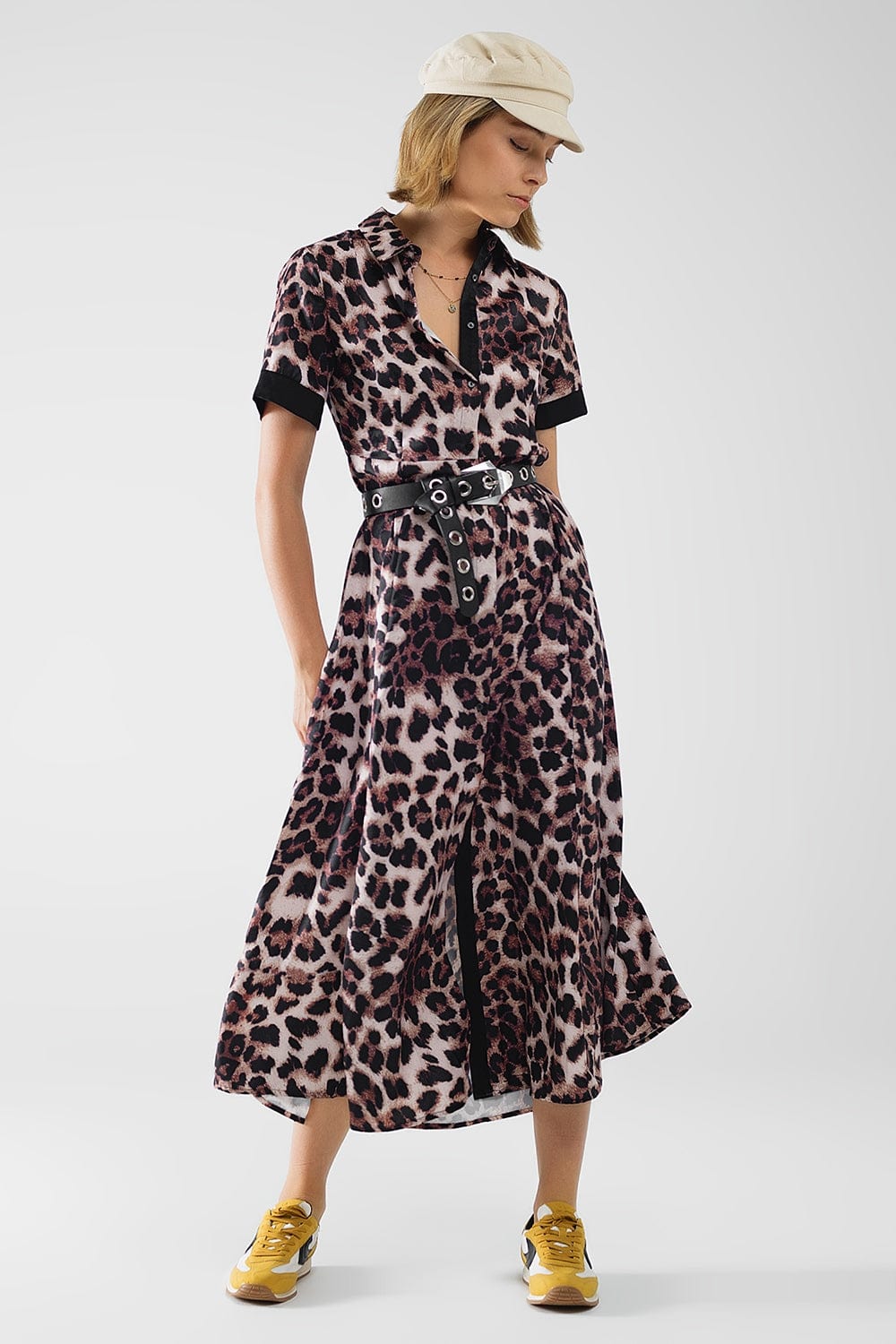 Leopard print buttoned maxi dress with satin detail Himelhoch s Department Store