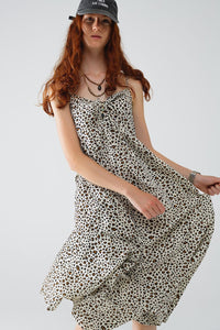 Q2 Women's Dress Leopard Print Maxi Dress With Knot Detail