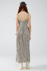 Q2 Women's Dress Leopard Print Maxi Dress With Knot Detail