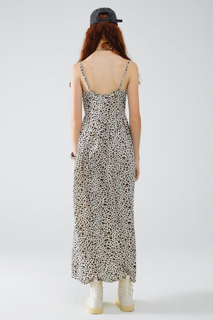 Q2 Women's Dress Leopard Print Maxi Dress With Knot Detail