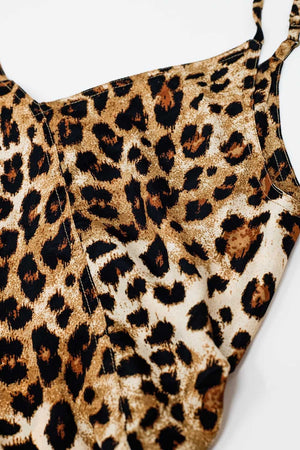 Q2 Women's Dress Leopard Print Midi Slip Dress