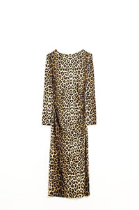 Q2 Women's Dress Leopard Print Spandex Dress With Pleat Detail At The Waist