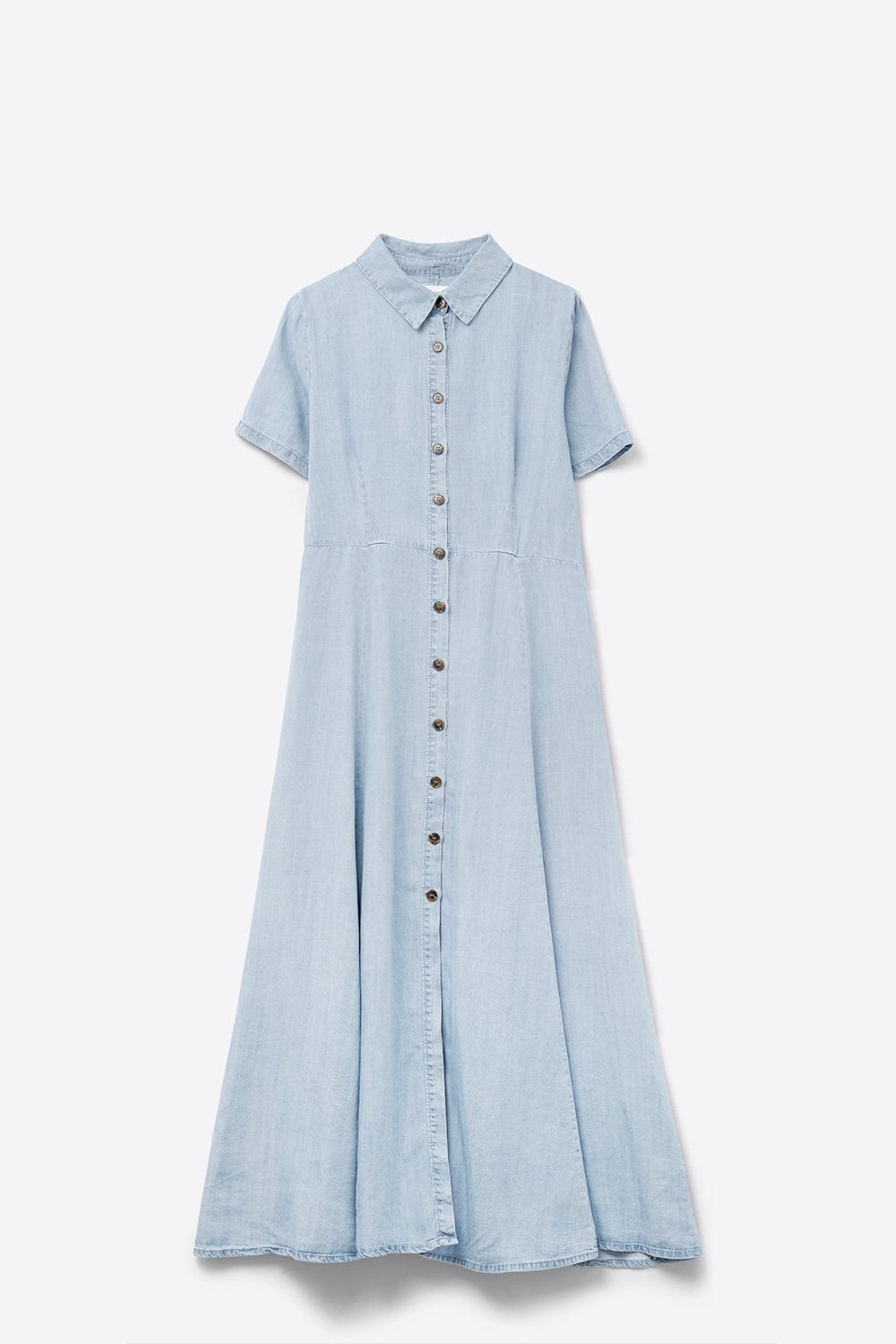 Q2 Women's Dress Light Blue Buttoned Tencel Fabric Maxi Dress