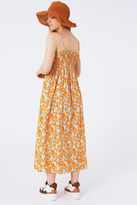 Q2 Women's Dress Maxi Beach Dress In Orange Flower Print