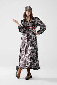 Q2 Women's Dress Maxi Dress With Metallic Effect Flower Print