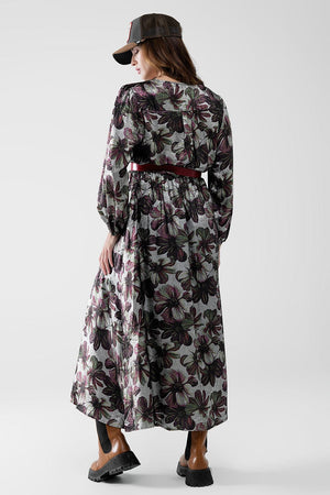 Q2 Women's Dress Maxi Dress With Metallic Effect Flower Print