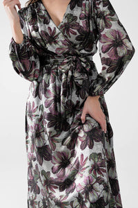 Q2 Women's Dress Maxi Dress With Metallic Effect Flower Print