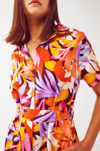 Q2 Women's Dress Midi Floral Print Dress in Multicolour