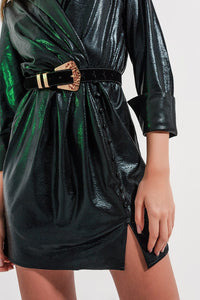 Q2 Women's Dress Mini Dress with Button Detail in Black