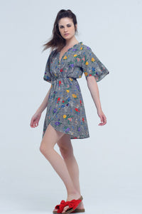 Q2 Women's Dress Mini dress with colourful flower print