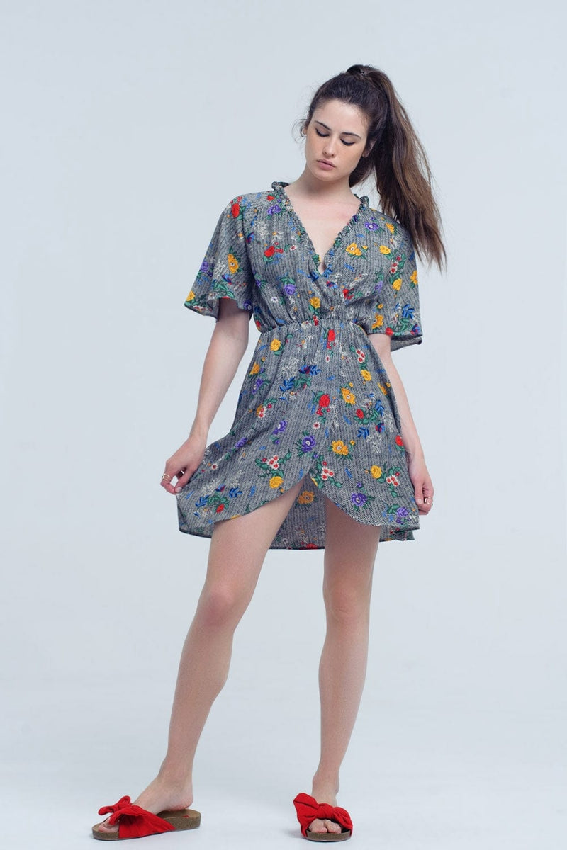 Q2 Women's Dress Mini dress with colourful flower print