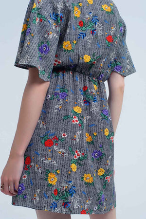 Q2 Women's Dress Mini dress with colourful flower print