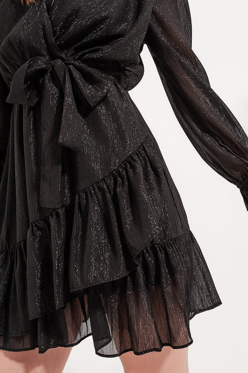 Q2 Women's Dress Mini Dress with Flippy Hem in Black