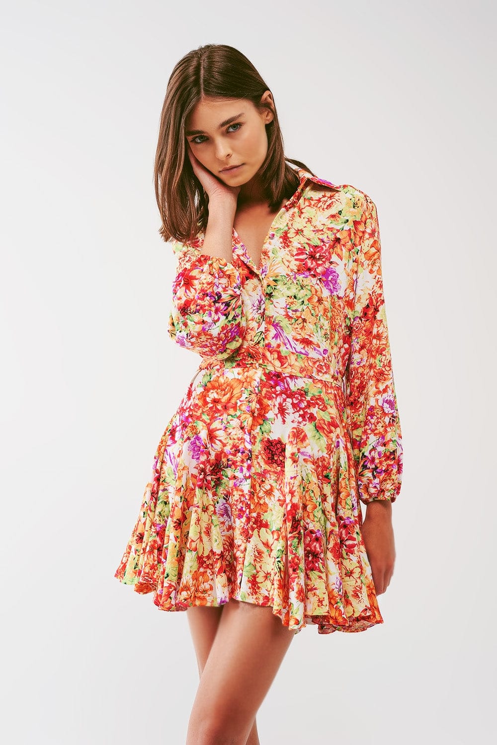 Q2 Women's Dress Mini Dress With Ruffles in Multicolor Floral Print