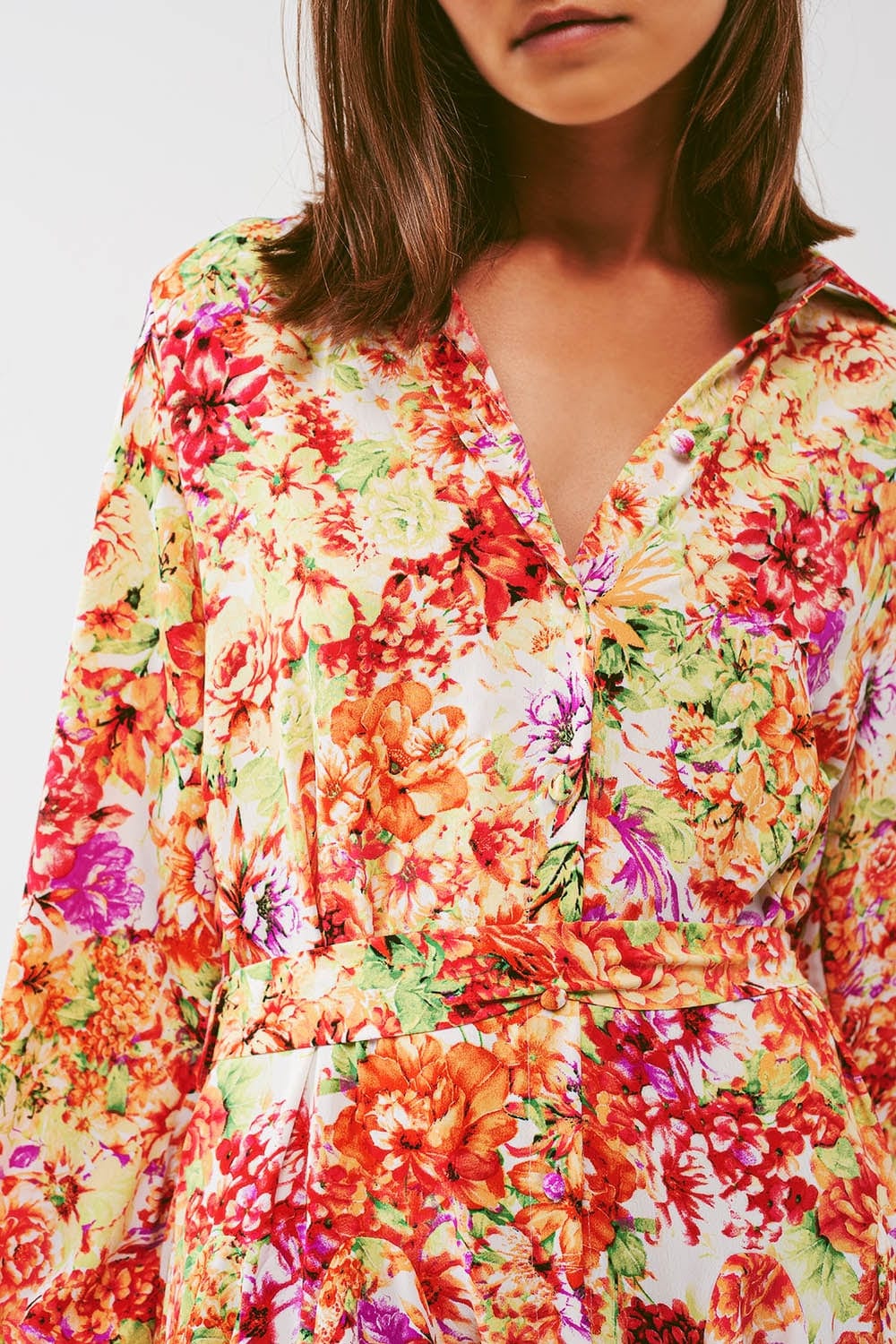 Q2 Women's Dress Mini Dress With Ruffles in Multicolor Floral Print